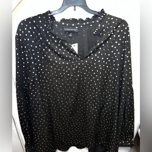 Lane Bryant long sleeves black and gold blouse